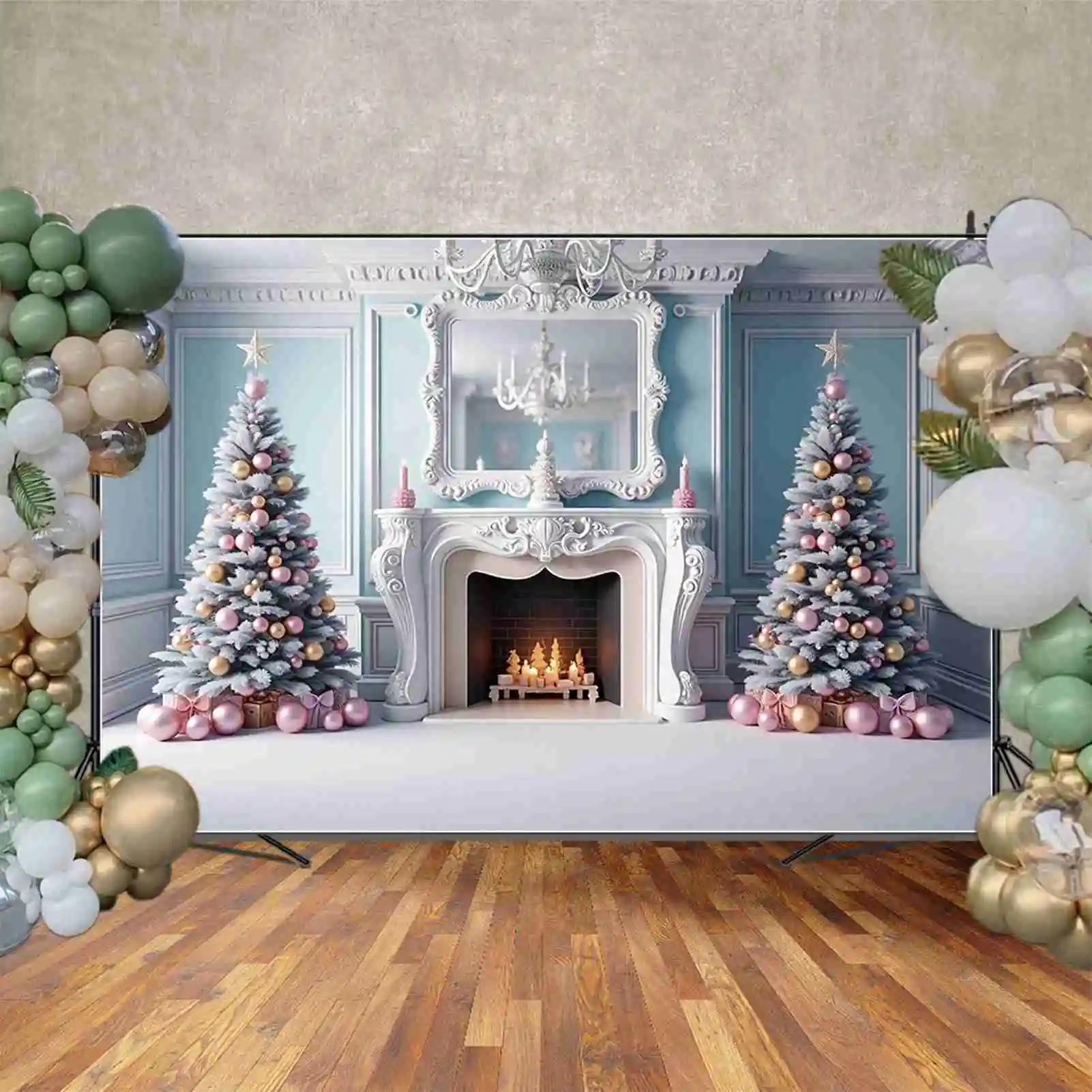 MOON.QG الأطفال أشجار عيد الميلاد الموقد التصوير خلفية 2025 كرات الثلج غرفة المعيشة خلفية لوازم استوديو التصوير الفوتوغرافي