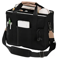 Bolso de lona para mujer, bolso de mano de gran capacidad con múltiples bolsillos, correa de hombro ajustable, bolso de compras informal para hombro