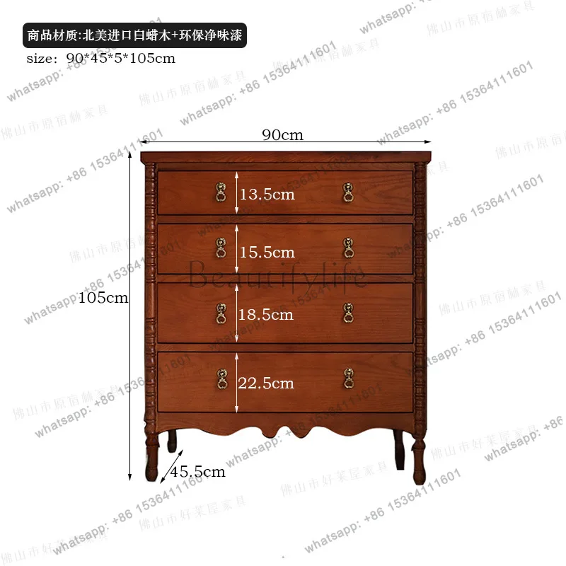 Bucket cabinet French wooden storage cabinet Solid wood storage Log retro