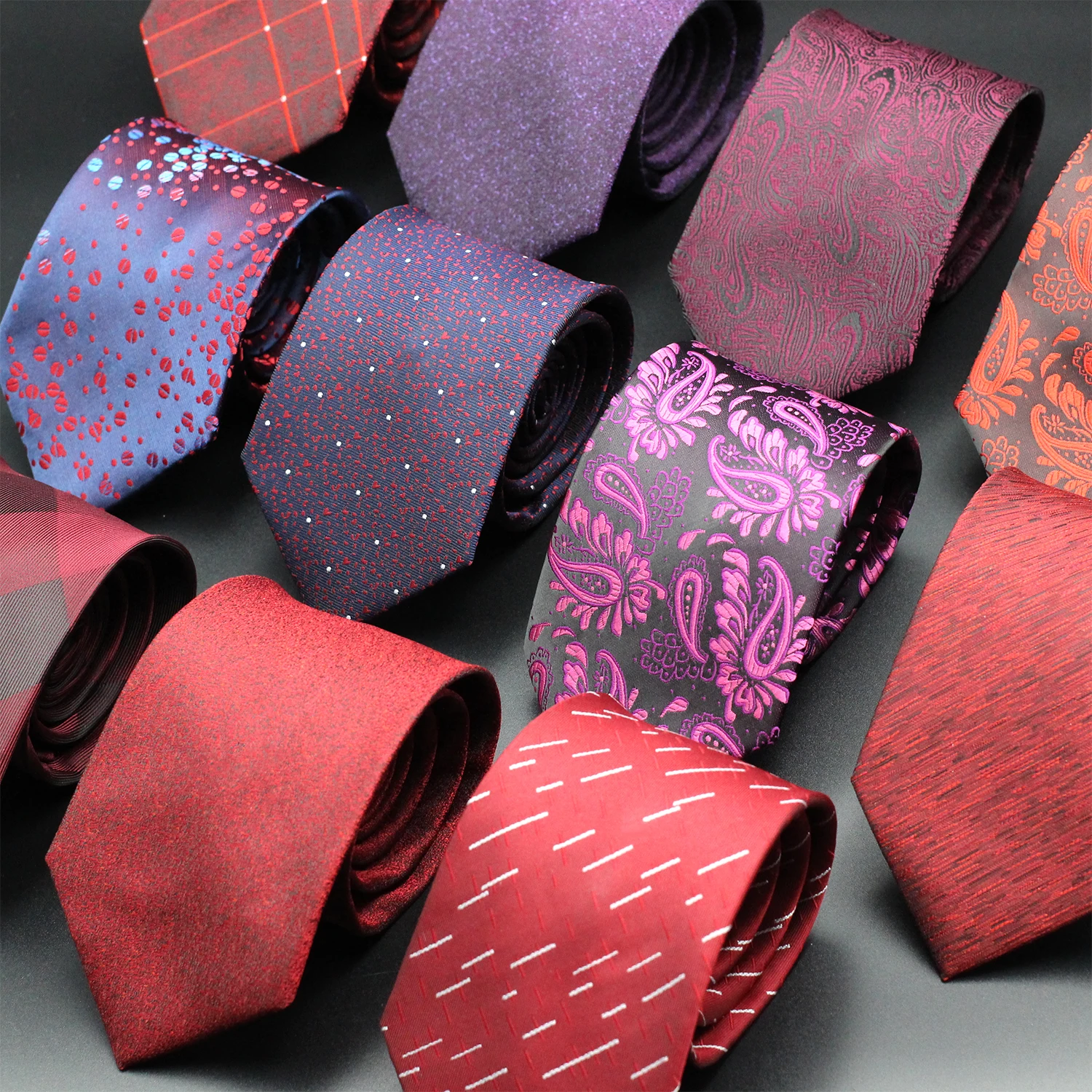 Luxury Tie Red Purple 8CM High Quality Men's Tie Wholesale Fashion Business Meeting Wedding Daily Necktie Cravat