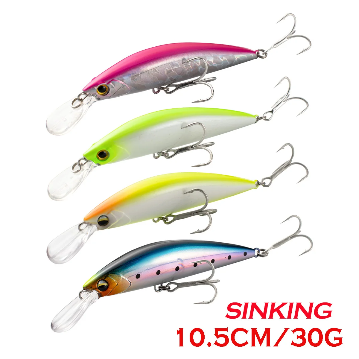 JOHNCOO Sinking Minnow 90mm/30g Sinking Longcast Fishing Lure Saltwater Sea Bass Plastic Artificial Bait Tackle