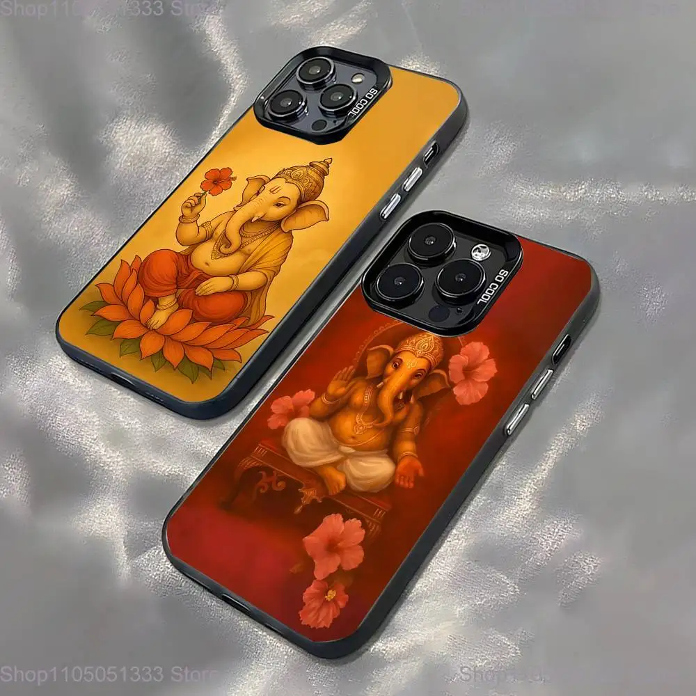 

Ganesh Elephant God Phone Case For iPhone 16,15,14,13,12,11,Pro,XS,Max,Plus,Mini,SE Black Candy Matte Shockproof Cover