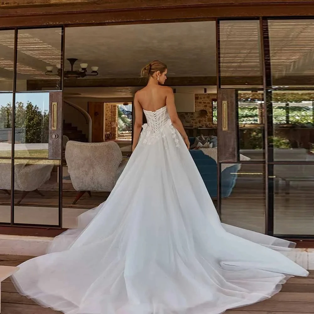 Customized 3D Flower Tulle Strapless Sweetheart Wedding Dress Ball Gown Wedding Gown Bridal Dress Vestido De Novia