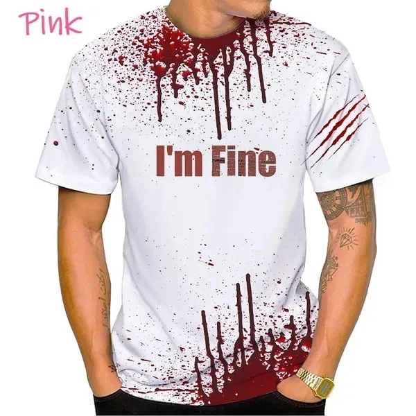 Funny Halloween I\'m Fine 3D Printed T Shirt Summer Fashion Mens Unisex Casual Cool Hip Hop Goth Horror Bloody Short Sleeves Tees