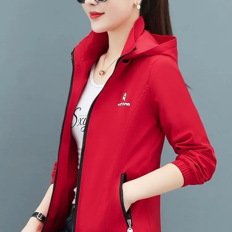 

Women's Mid-Length Casual Jaet Spring Autumn Loose Fit plus Size Windbreaker Commute Sle Regular Thin Other Material