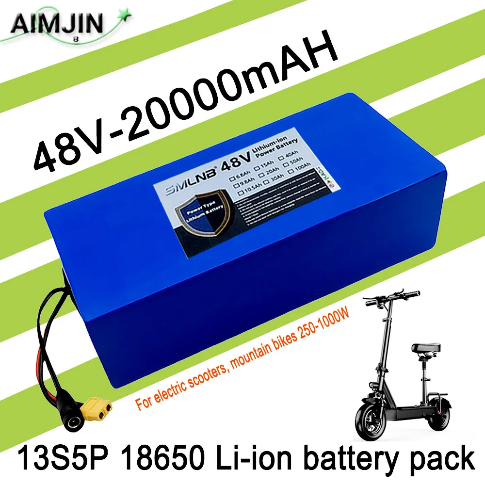 

High power Li-ion battery pack 13S5P 18650 48V 20AH 100Ah Suitable for electric scooters, mountain bikes 250-1000W+charger