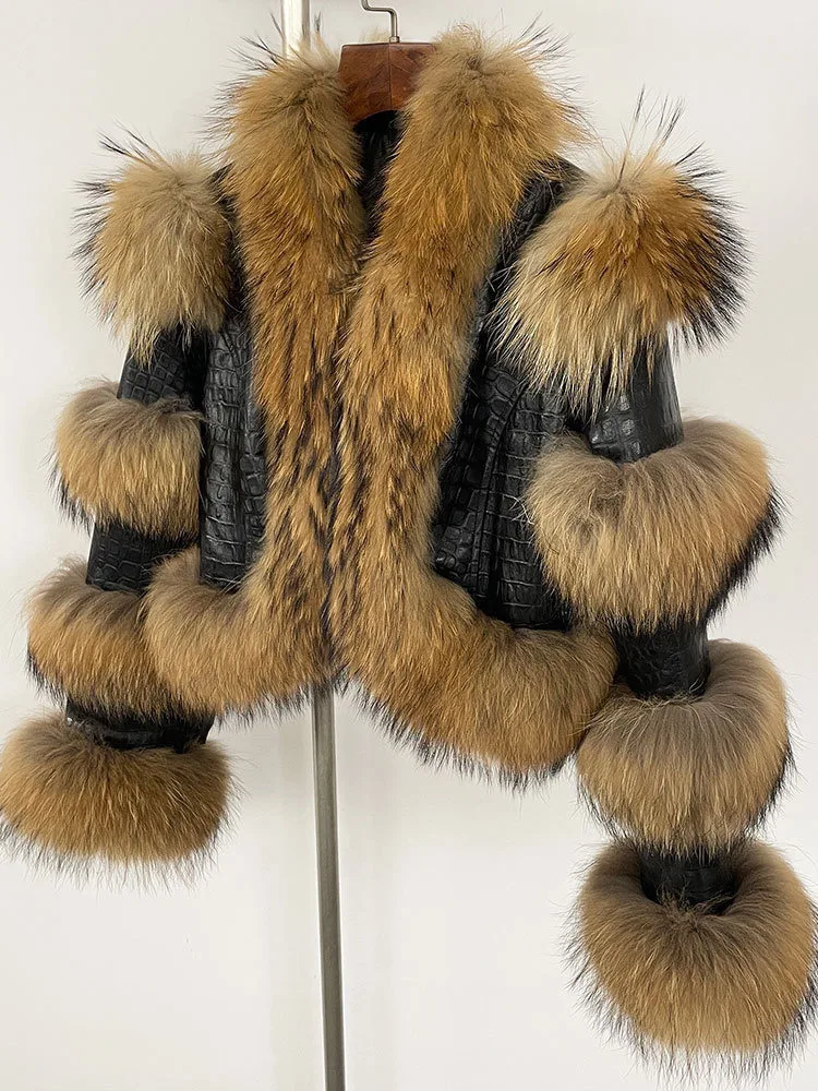 ZMEENNA 여성을위한 고급스러운 블랙 양각 가짜 모피 트림 자켓 세련된 실버 커프스 겨울 겉옷 완벽한 ZM3605