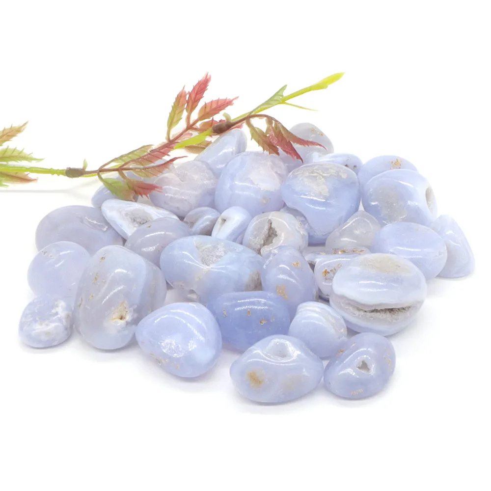 

Tumbled Stone Natural Blue Lace Agate Geode Reiki Healing Crystal Energy Specimen Irregular Rock Bulk Home Aquarium Decoration