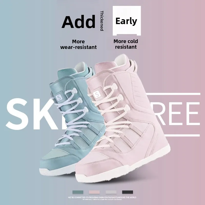 

Лыжная обувь для сноуборда, мужские и женские, новая, для быстрого ношения, водонепроницаемые, теплые лыжные ботинки на шнуровке, универсальные с гравировкой для катания на коньках