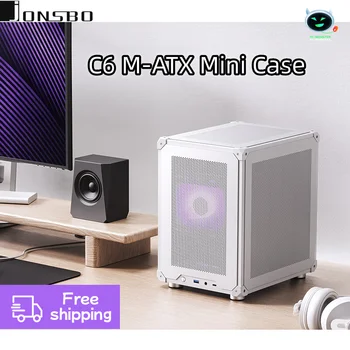 JONSBO PC C타입 ATX 전원용 미니 ITX 케이스, 휴대용 미니 데스크탑 메쉬 섀시 컴퓨터 PC 케이스, 200-255mm 그래픽 카드, C6 MATX