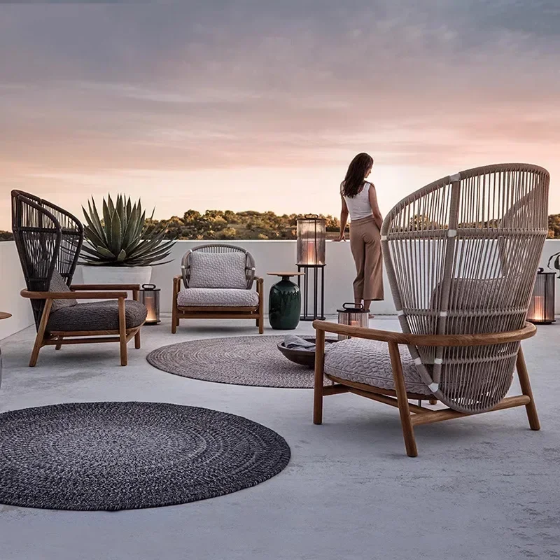 Outdoor rattan sofa combination