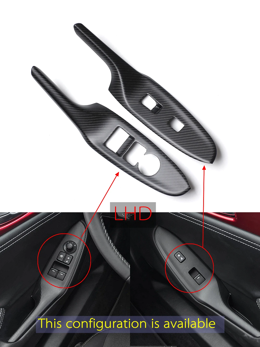 Night Kids for 2016-2023  MX5 ND Carbon Fiber Window Control Panel Sticker MX-5 Miata ND Dry Carbon Fiber Accessories