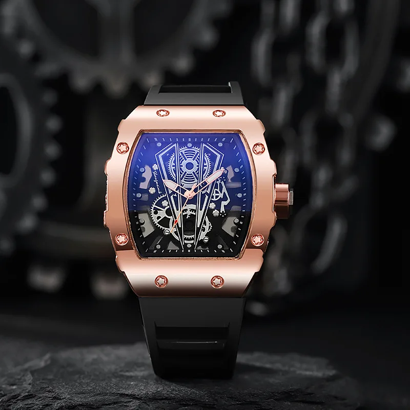 Reloj de comercio exterior Esfera grande para hombres Reloj luminoso cuadrado deportivo resistente al agua de cuarzo para hombres