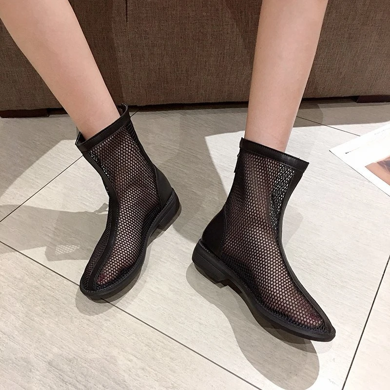 BCEBYL Summer New Simple Sandals Mesh Breathable Hollow Low-heeled Sandals Fashion Sexy Sports Leisure Party Women\'s Shoes