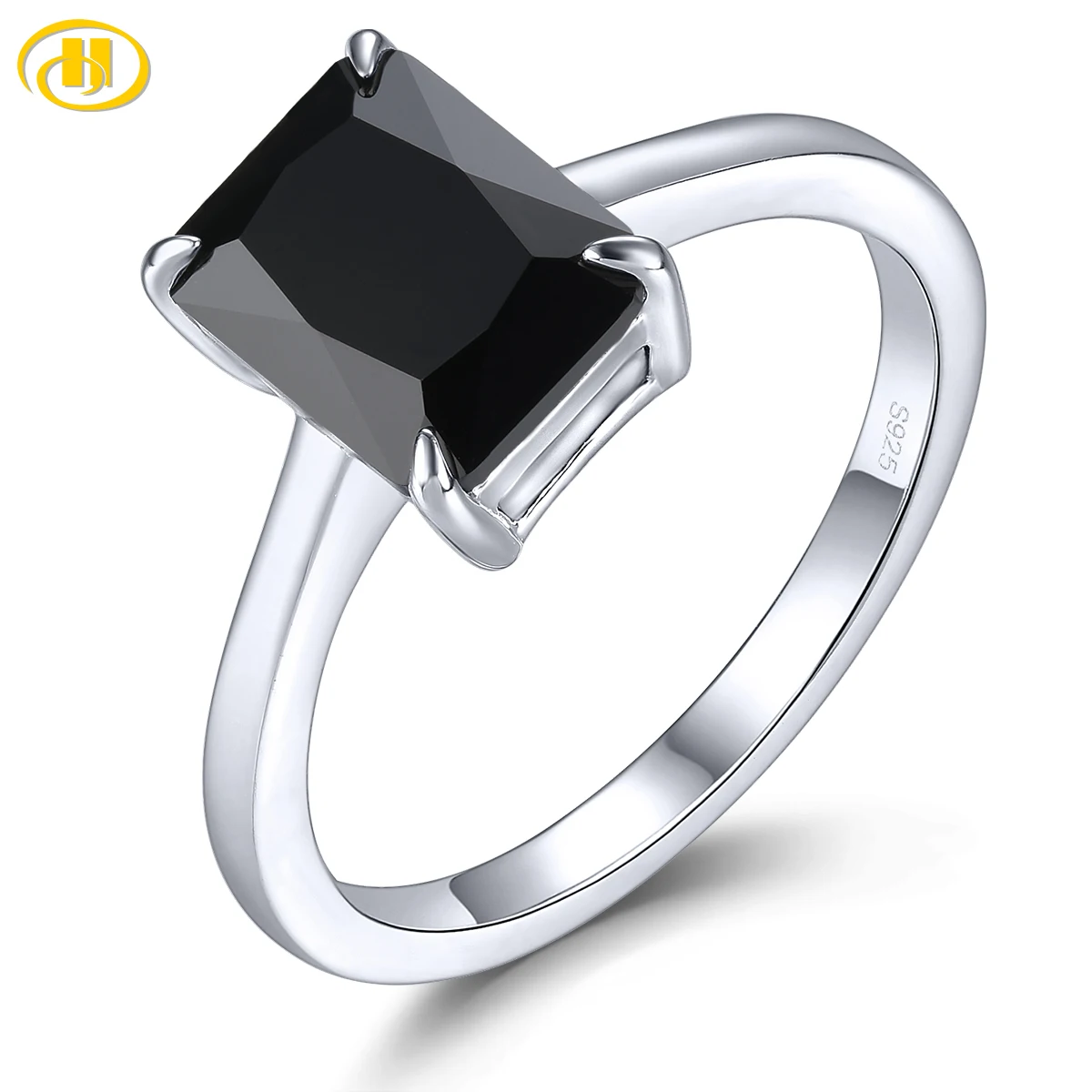 

Natural Black Spinel Silver Women Ring 2.7 Carats Octagon Cut Gemstone Classic Design Women Birthday Christmas Gift