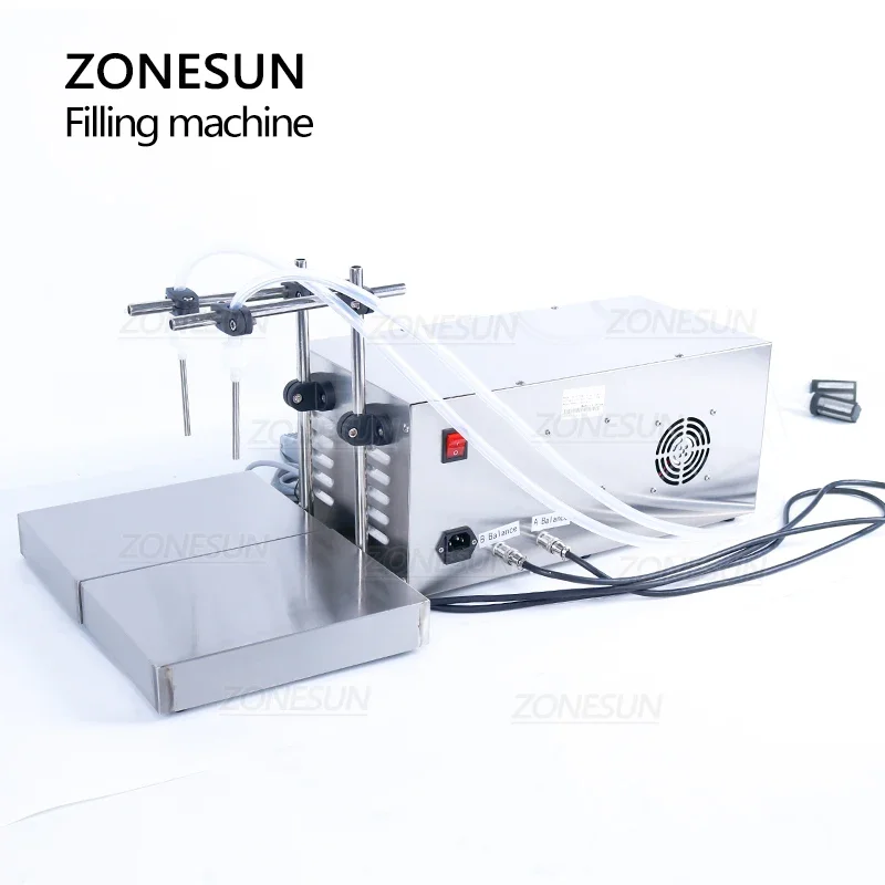 ZONESUN ZS-MP252W Semi automatico riempimento e pesatura macchina liquore wc detergente latte profumo acido forte doppie teste Filler