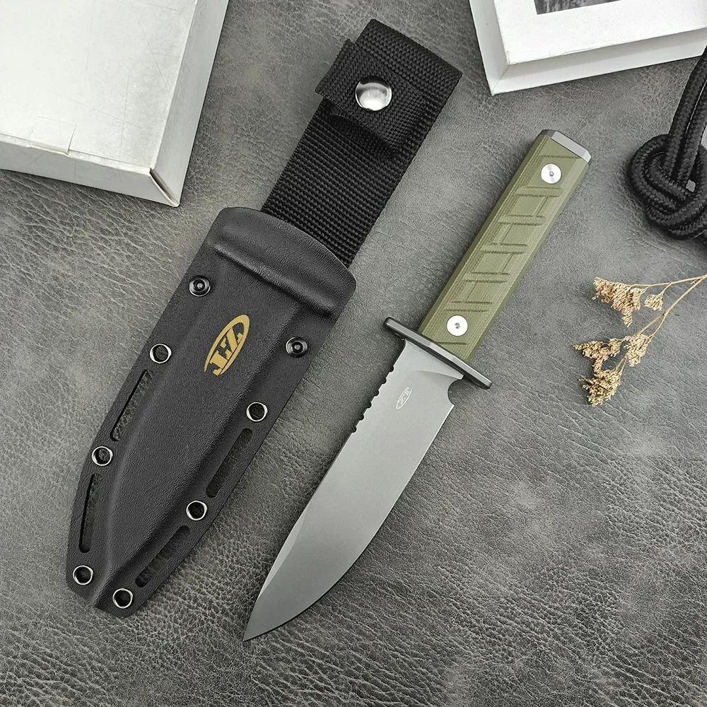 Hunting Fixed Blade D2 Blade G10 Handle EDC Jungle Knife Camping Tool with Kydex Sheath Self Defense Tactical Military Knife