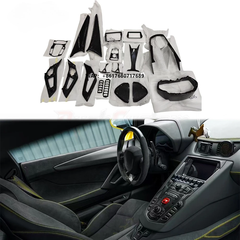 OEM Dry Carbon Fiber Interior Kit for  Aventador Dashboard Console Trim Steering Wheel OEM Fitment Parts