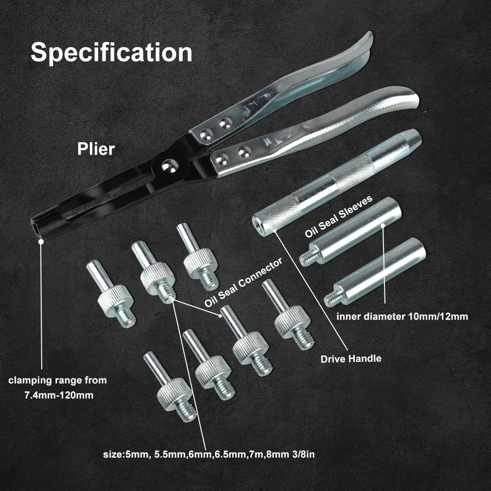 Oliekeerringen Klemtang Automotor Nokkenas Ventiel Demontage Met Oliekeerring Adapter Socket Set 11 Stuks Chroomvanadiumstaal