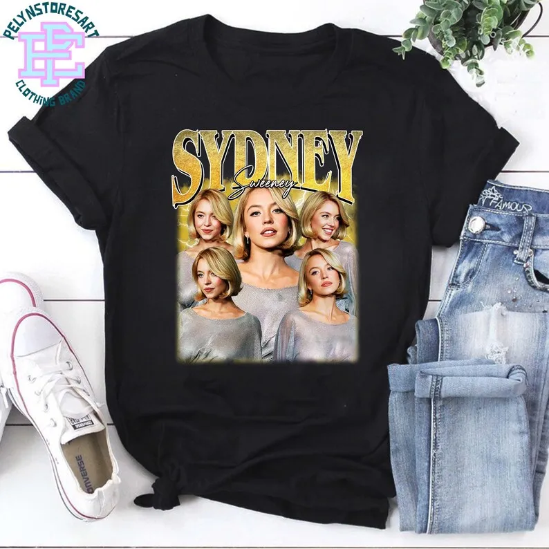 سيدني سويني ستونز خمر الجرافيك تي شيرت مطبوع ريترو المحملة للبوب عشاق الثقافة القطنية عادية للفيلم التلفزيوني المتضخم تي شيرت