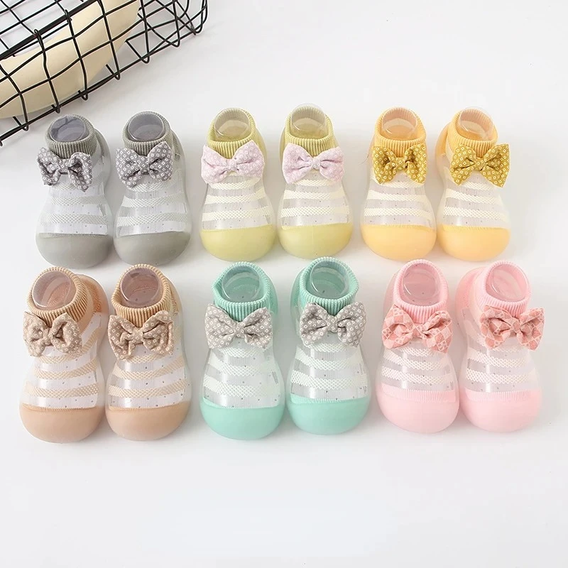 

Summer Ice Silk Breathable Baby Toddler Shoes Newborn Boys and Girls Socks Shoes Indoor Soft Bottom Silicone Non-slip Baby Shoes