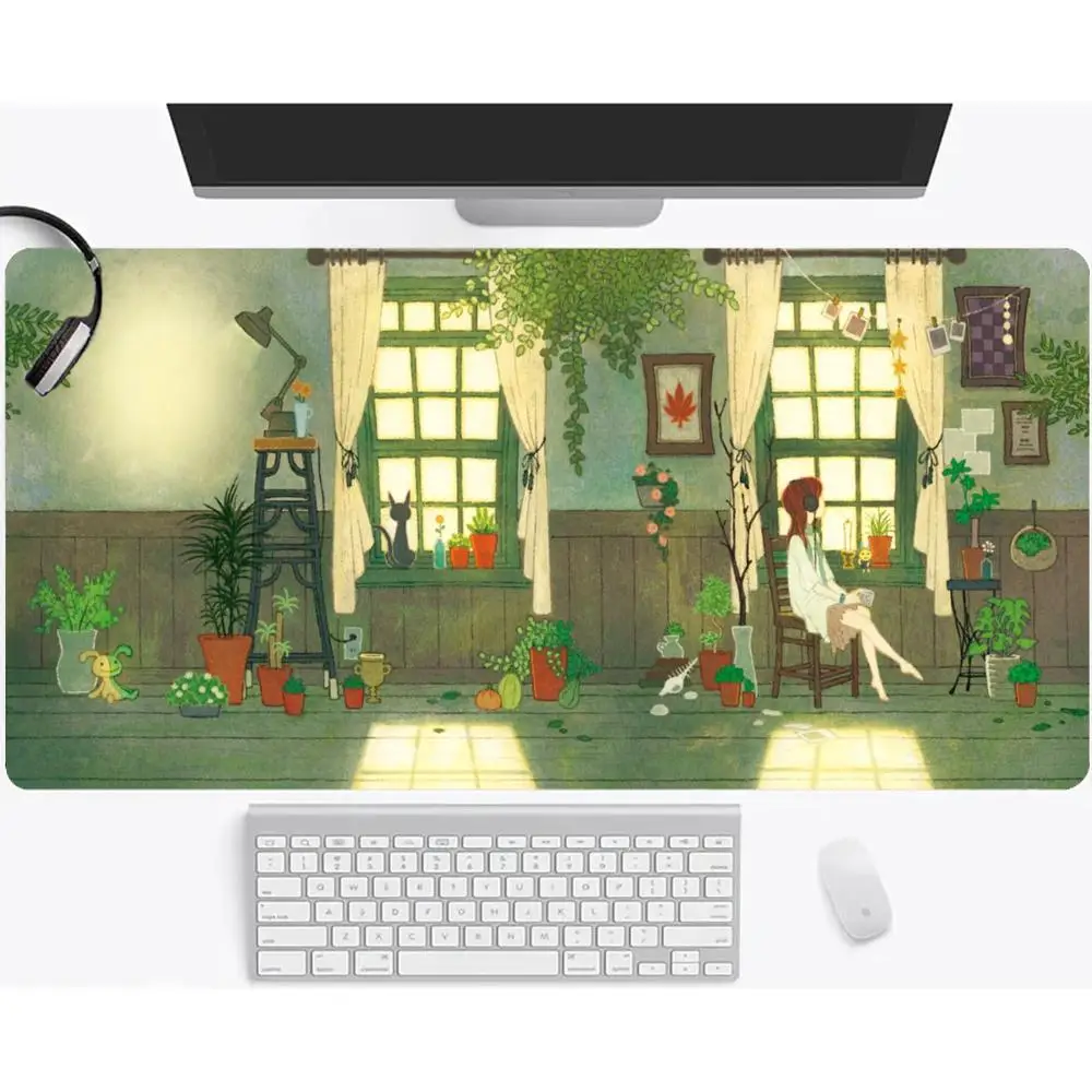 Vintage Indoor Study Room Scene Mousepad Playmat Provides Comfortable Background For Daily Office Laptop Work Routines