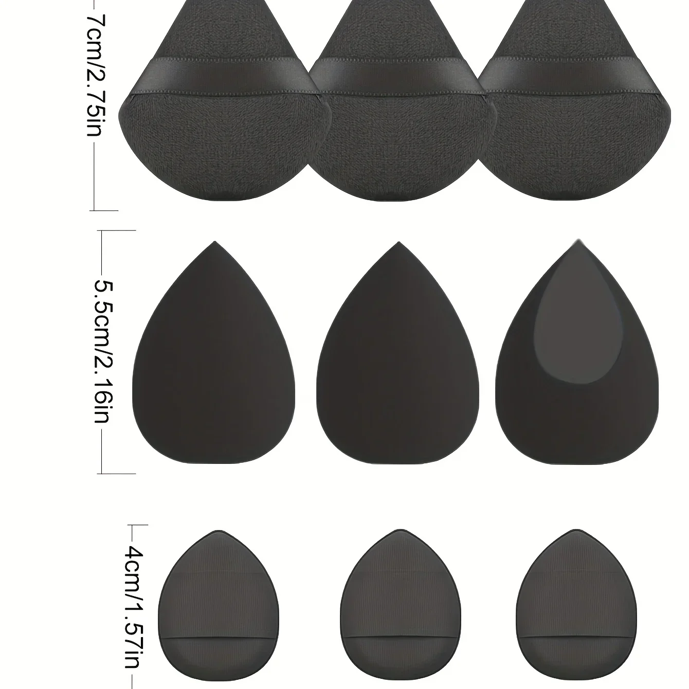 طقم إسفنجة احترافية مكون من 9 قطع: 3 مروحة + 3 بيض + 3 خلاطات وسائد |   هيبوالرجينيك للمكياج السائل/المسحوق |   أدوات تطبيق مستحضرات التجميل للسفر