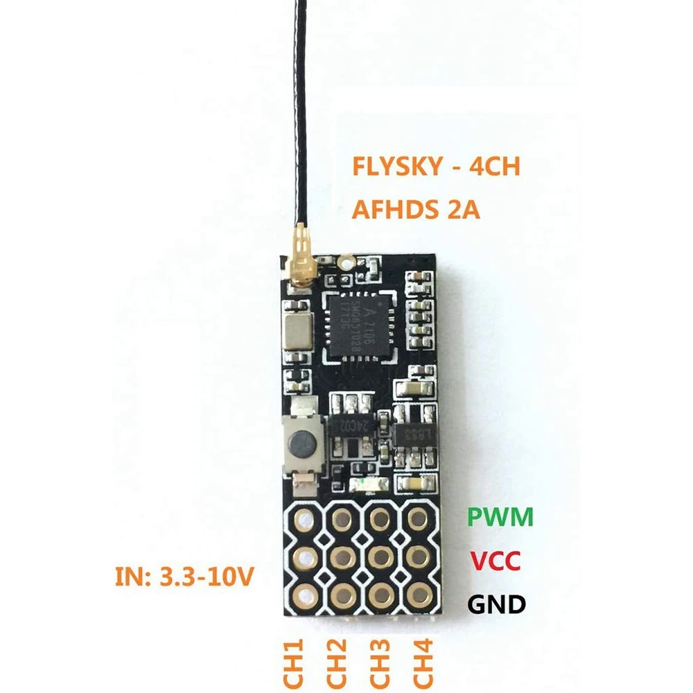 Penerima FS2A, FS2A-4CH 2.4G AFHDS 2A Penerima Kompatibel Output PWM untuk Pengontrol Flysky I6/I6X/I6S