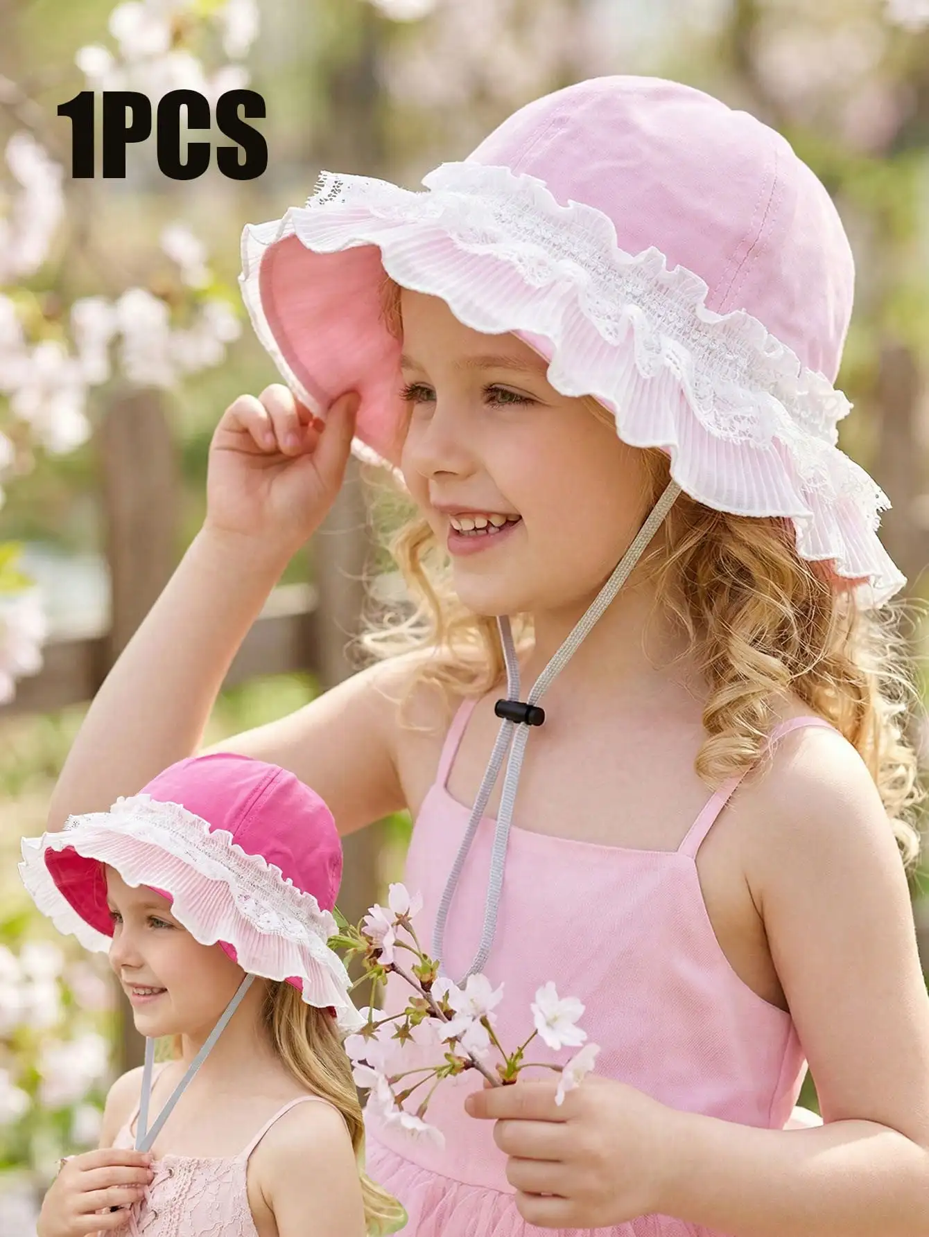1 Stück Trendiger Doppel-Weißer Rand Bucket Hat für Mädchen 3-8 Jahre Dünner Kinder-Sonnenhut Atmungsaktive Kappe für Frühling und Sommer Outdoor Tägliches Tragen