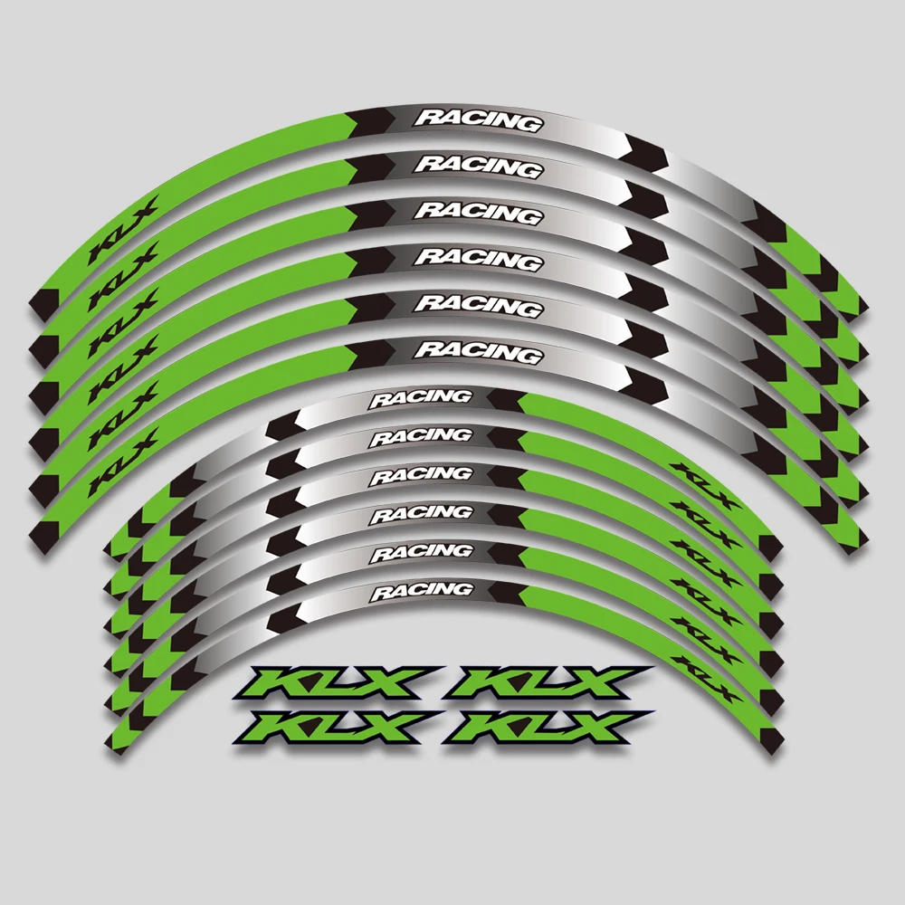 

21"18" RIM Wheel Stripes Reflective Waterproof Tire Decals Set For Kawasaki klx 250 300 230 400 400R 400 SR S