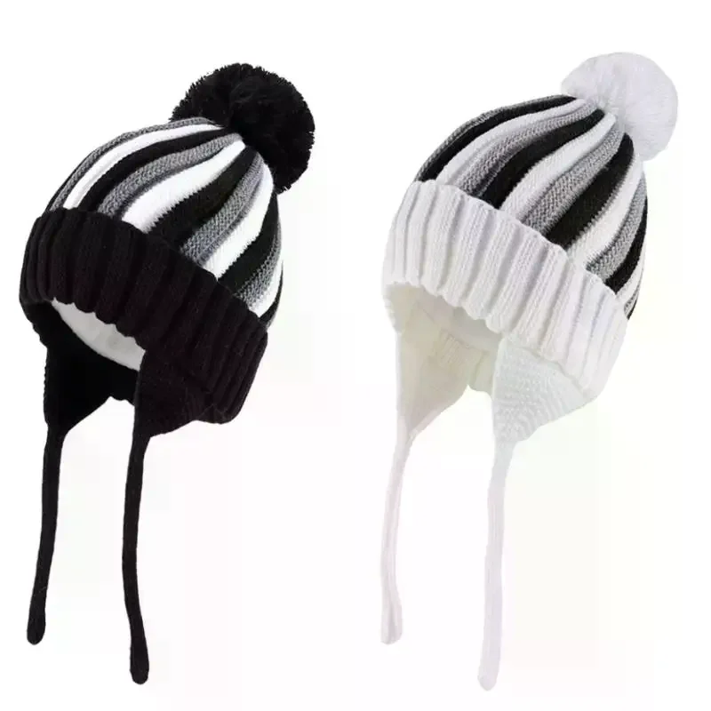 قبعة شتوية لطيفة للأطفال الرضع قبعة دافئة متماسكة للأولاد والبنات والأطفال الصغار قبعة صغيرة مبطنة بالصوف #1