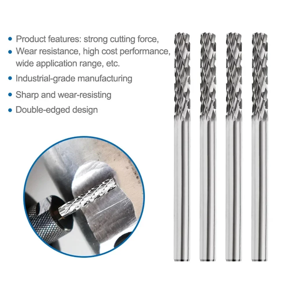 10Pcs 38mm Tungsten Carbide Rotary File Set 3mm Shank Milling Cutter For Fast Cutting & Polishing Copper/Aluminum/Carbon Steel