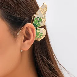 1PC Butterfly Elf Earless Ear Clip Vintage Beautiful Rhinestone Wings Fashion Earbone Clip For Women's Birthday Gift