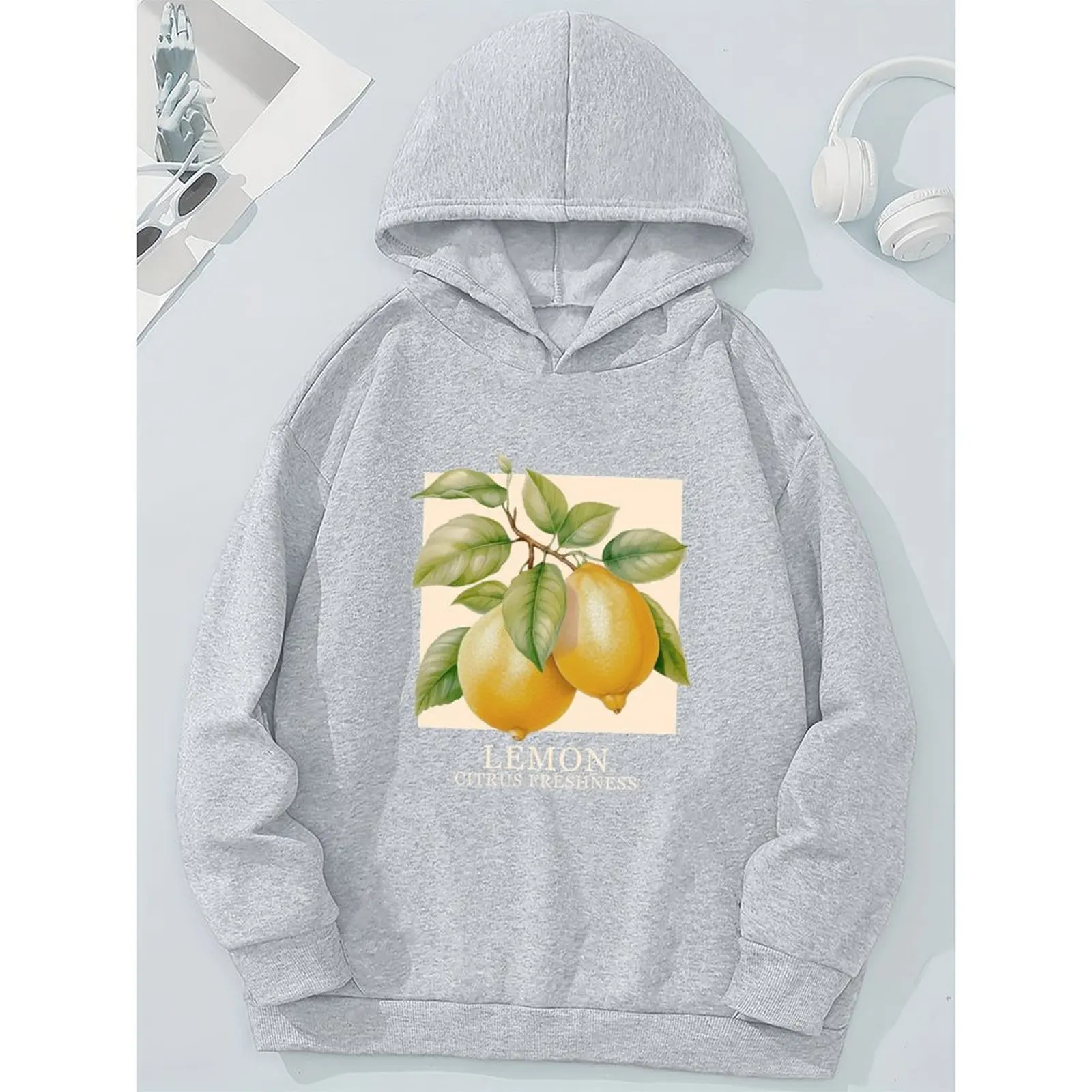 

Women Fashion Plus Velvet Casual Loose Sweatshirt Loose Pullovers Winter Comfortable Berry Printed Hoodies Long Sleeve Tops