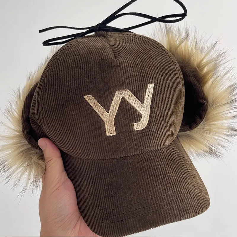 

Y2K Woman Baseball Caps Embroidery ​letter Baseball Hat Retro Cool Sweet American Streetwear Plush Warm Korean Hats for Girls