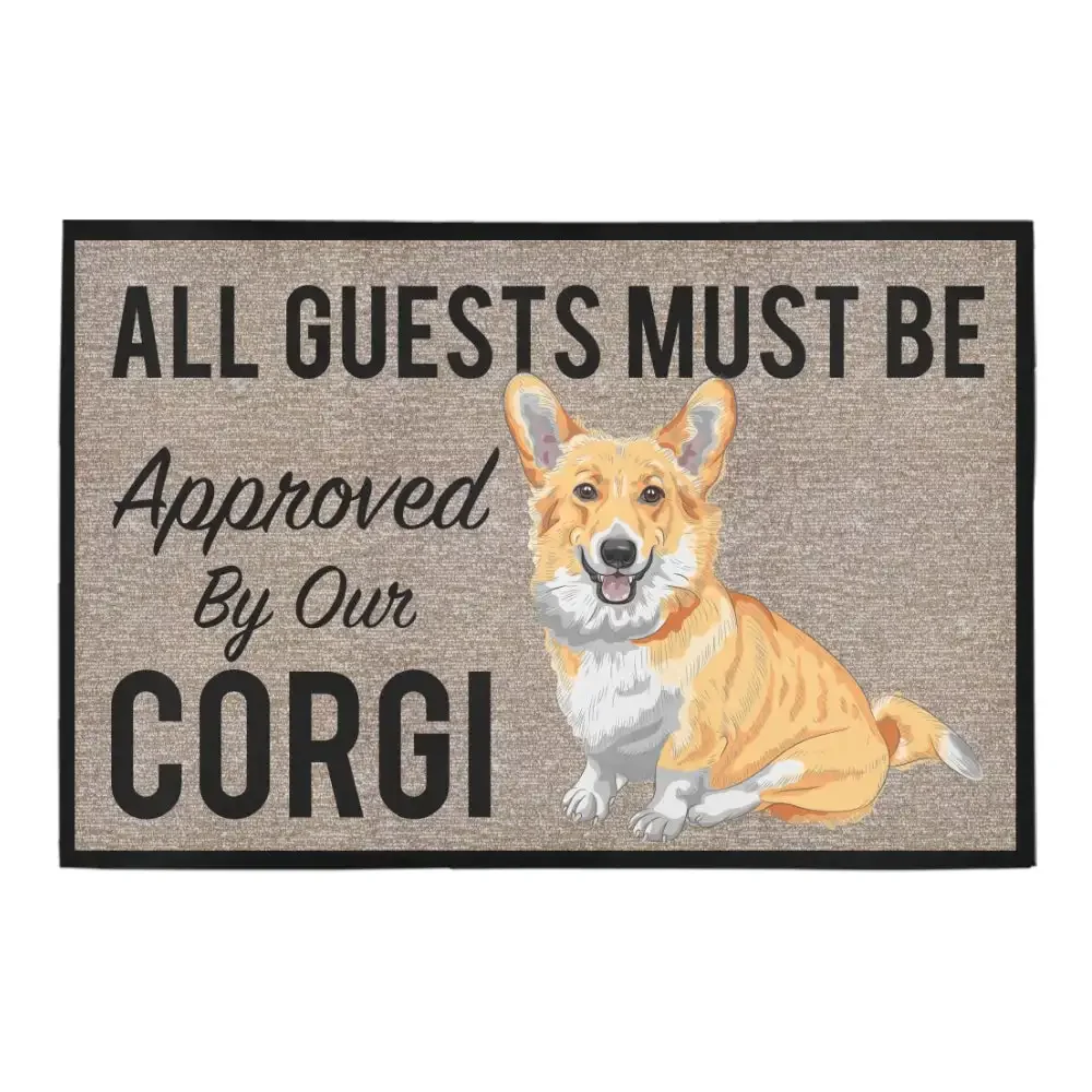 HX Animals Dog Doormats All Guests Must Be Approved By Our Frenchie   3D Printed Flannel Carpets Beagle Corgi Indoor Floor Rugs