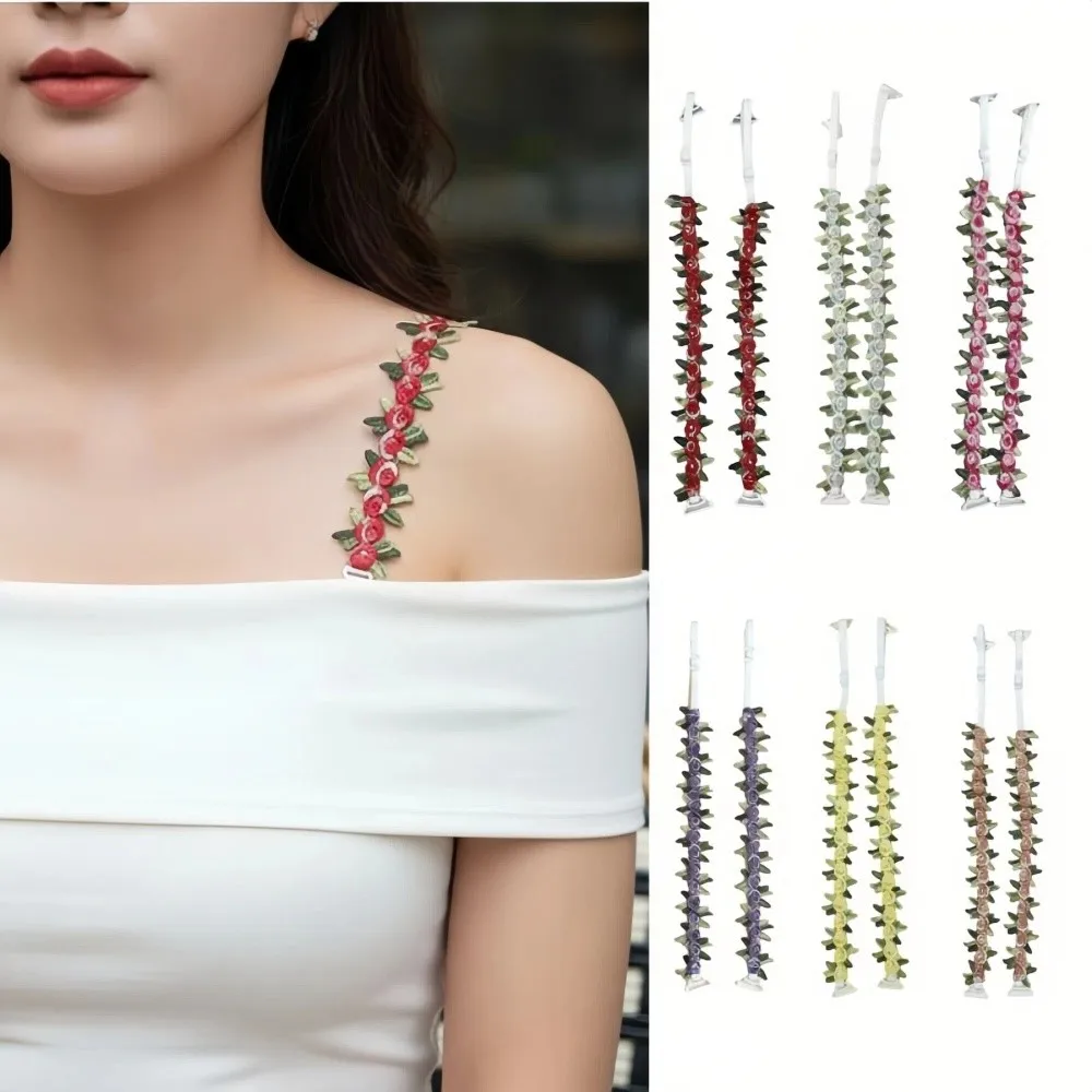 

Decorative Lace Floral Bra Straps Anti-slip Removable Floral Shoulder Belts Elastic Adjustable Bra Straps Replacement Women