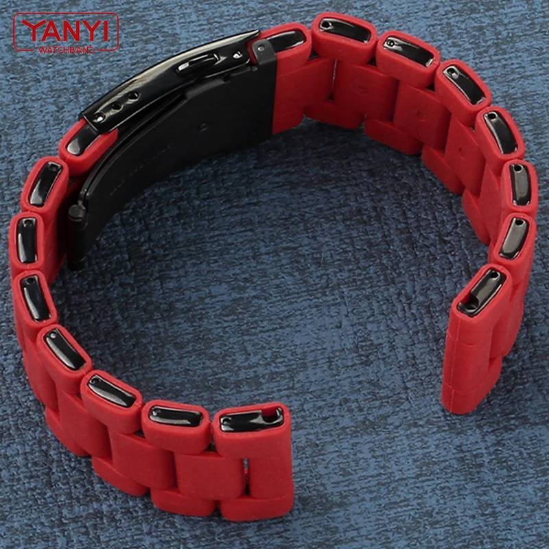 Stainless steel with rubber watchband for diesel watch strap DZ7370 DZ7396 DZ7395 DZ4289 DZ7430 mens sold red bracelet band