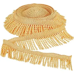 1Card 11 Yards Golden Fringe Trim 2.3” Wide Curtain Fringes Bullion Fringe Trim Fabric Trims Sewing for Christmas Tree Wreath