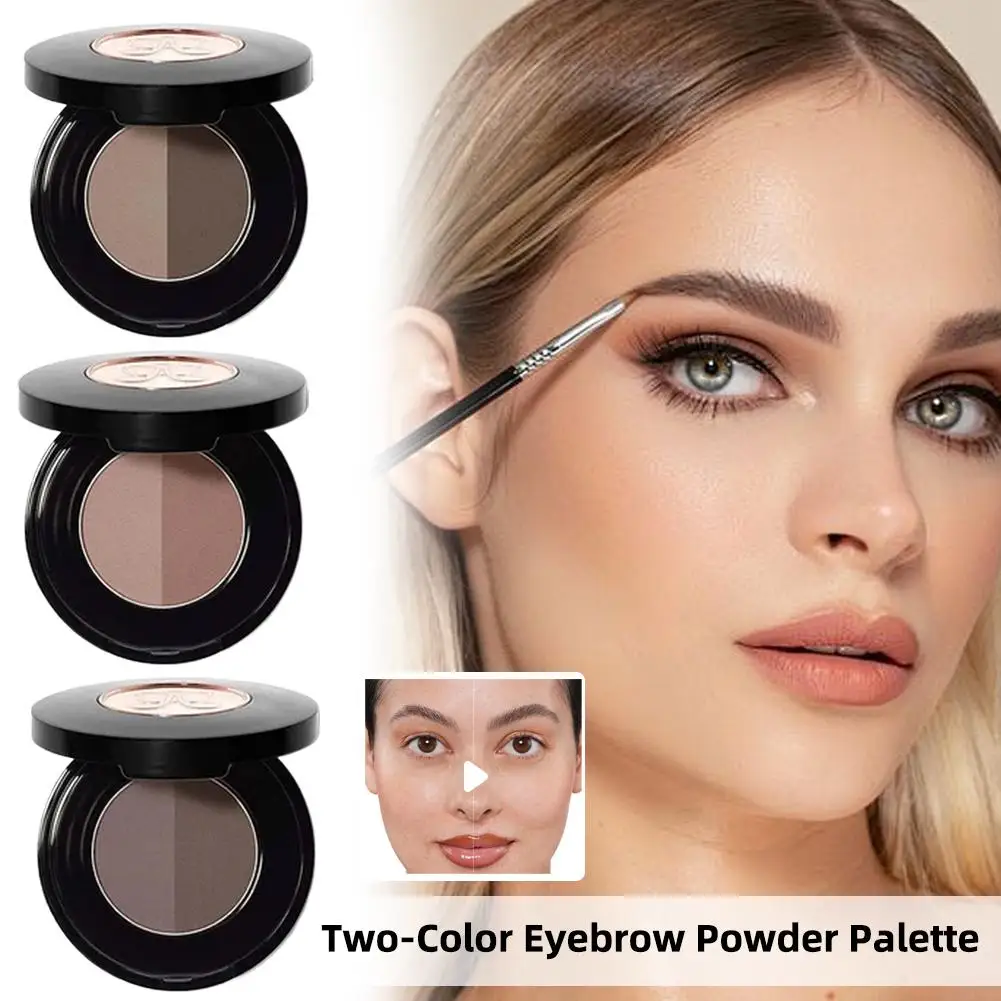 Tweekleurig wenkbrauwpoeder Asbruin Contour Schaduw Driedimensionaal wenkbrauwvorm Waterdicht natuurlijk compact poederpalet