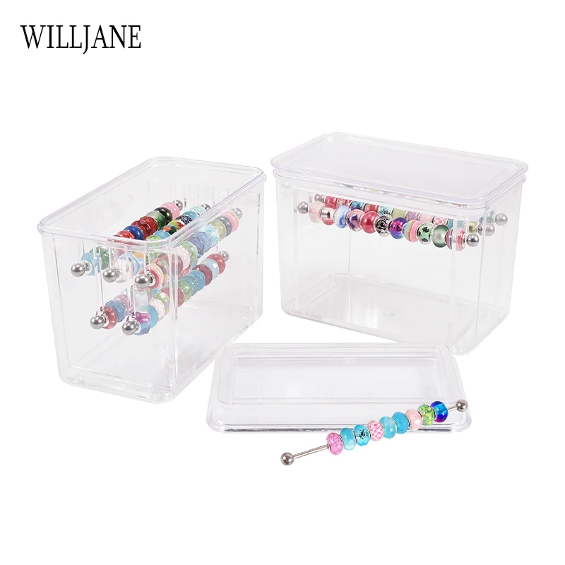 

Stainless Steel Rondelles Spacer Bar Acrylic Sealed Storage Box Pandora Bead Organizer Carrying Case Bracelet Charms Holder Rack