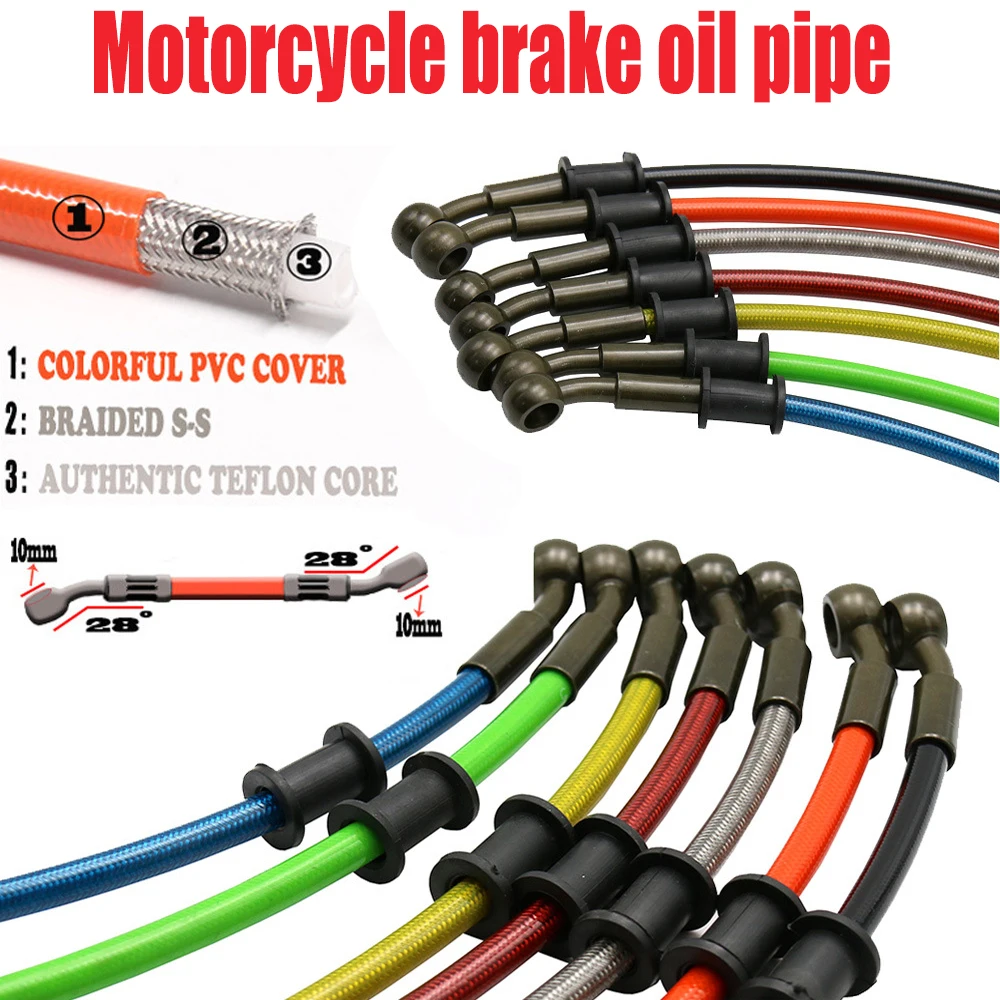 

28° Motorcycle Electric Vehicle Brake Oil Pipe Scooter Brake Pipe Brake Steel Throat High-Pressure Oil Pipe Joint 10mm