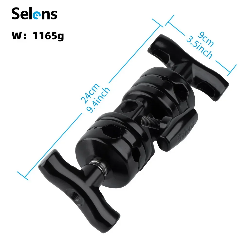 Selens 2 في 1 قبضة رئيس المشبك سبائك الألومنيوم تصاعد محول ل C-حامل ضوء حامل ترايبود تمديد بوم الذراع استوديو الصور