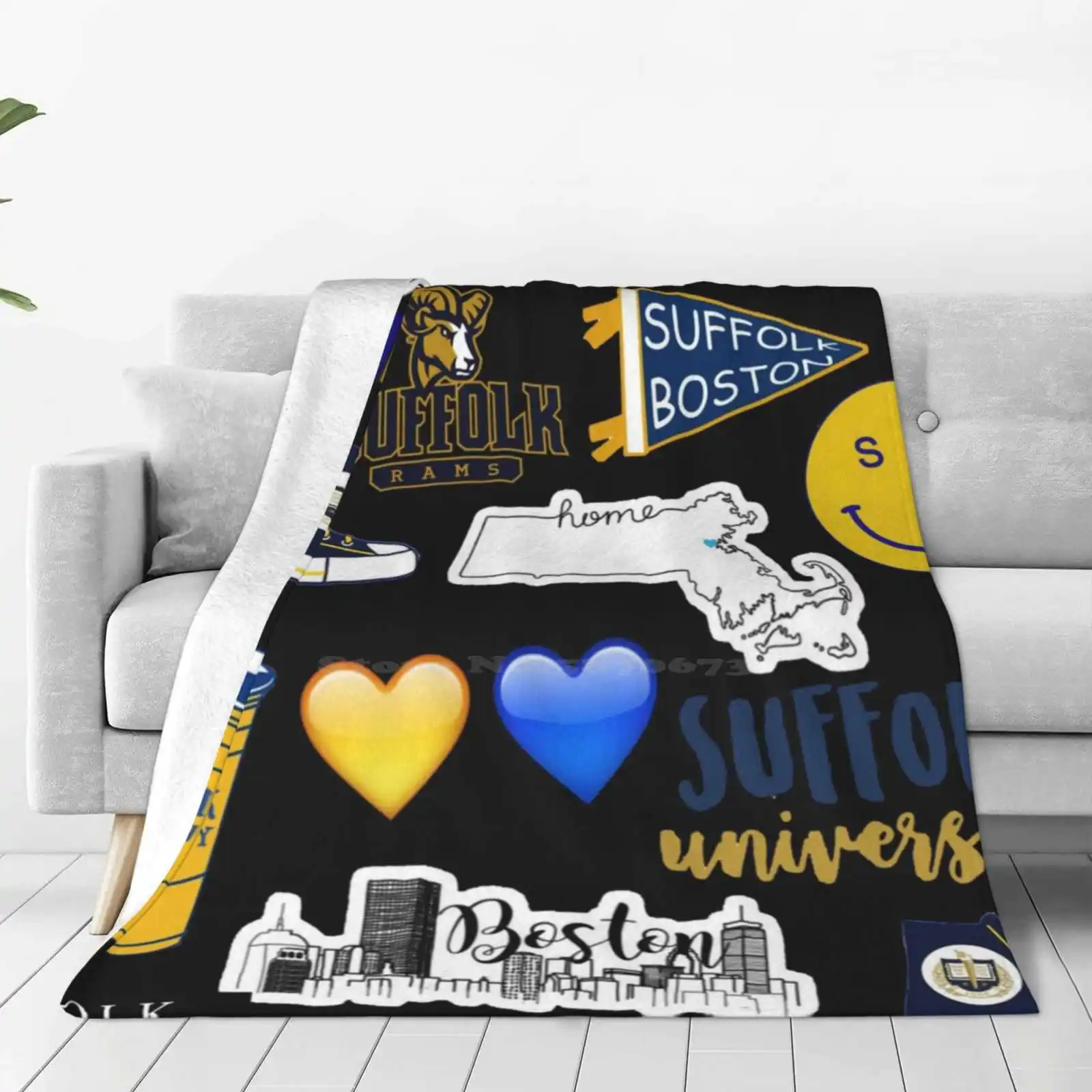 Suffolk University For Home Sofa Bed Camping Car Plane Travel Portable Blanket Drawstring Boston Suffolk University