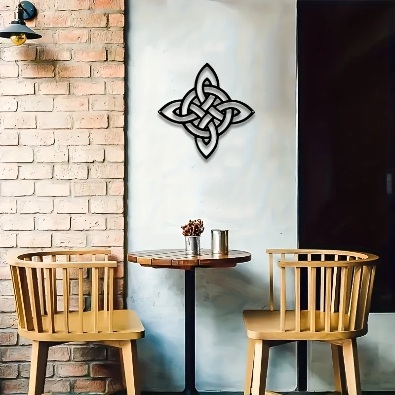 1 Stück Metall-Vintage-Wandkunst mit keltischem Hexenknoten aus Metall – Eisendekoration für Küche, Kaffeebereich, Wohnzimmer und Büro, rustikale Wanddekoration