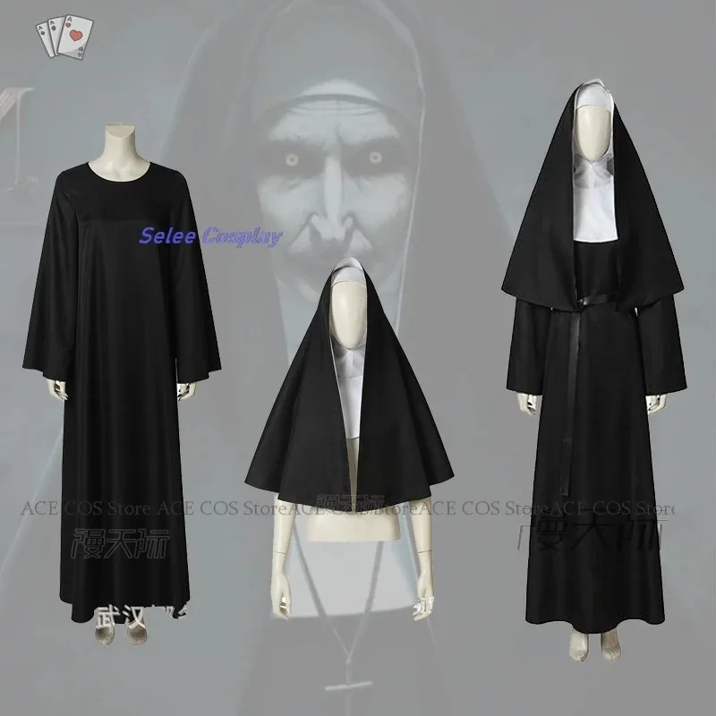 Scary Cosplay Costume Party Fancy Carnaval Clothes The Women Horror Movie Nun Halloween Conjuring Ghost Black Suit