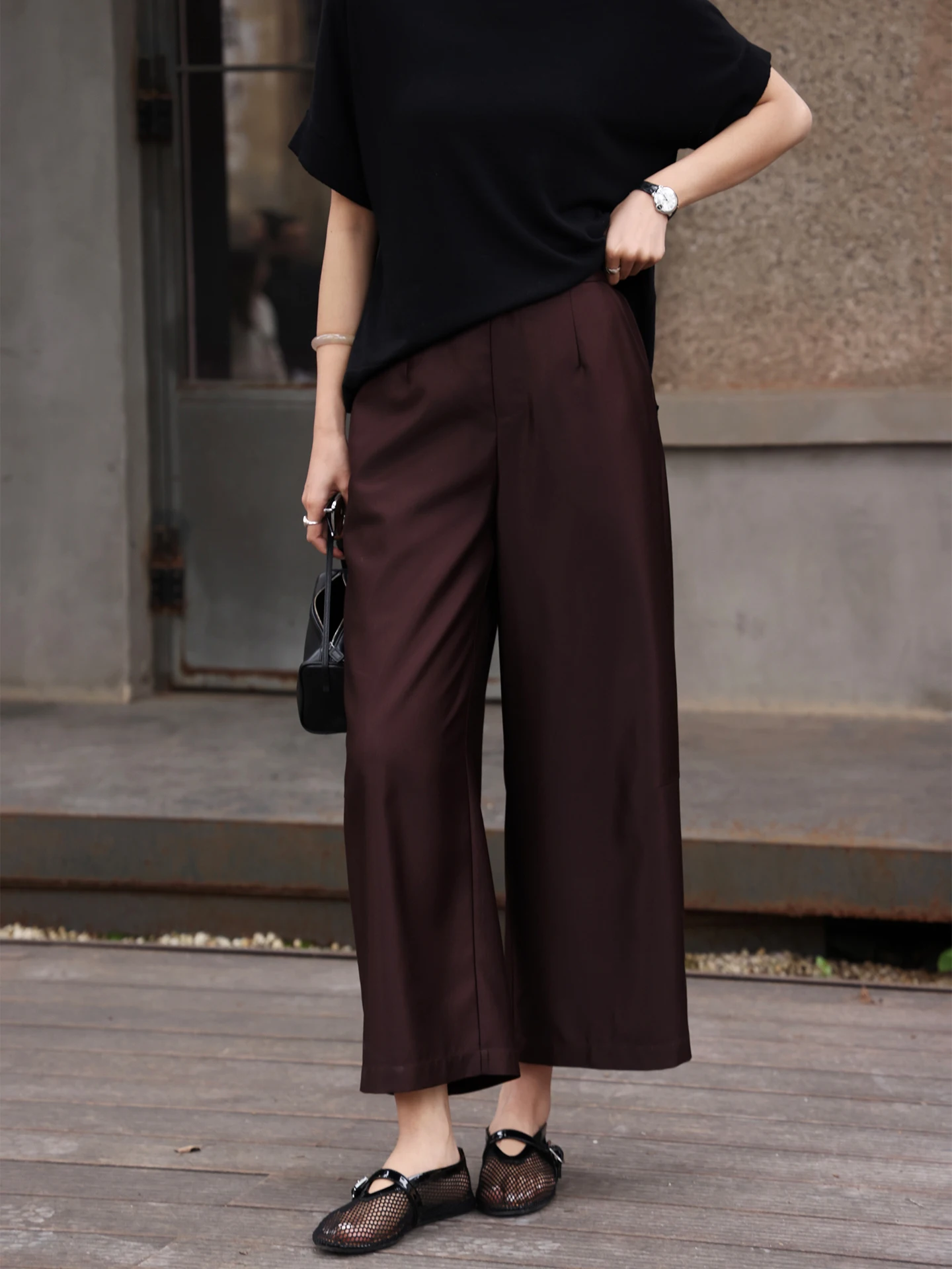 

Elegant Simple Nine-Piece Suit Pants High Waist Drapey Casual Straight Leg Women's Fashion Summer New Style Slimming Pants