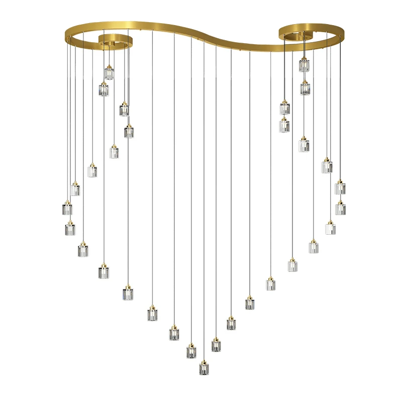 Novelty Heart Large Led Glass Crystal Chandelier droplight For Hotel Villa Hall Deco Huge Gold Foyer Ceiling Chandelier Lighting