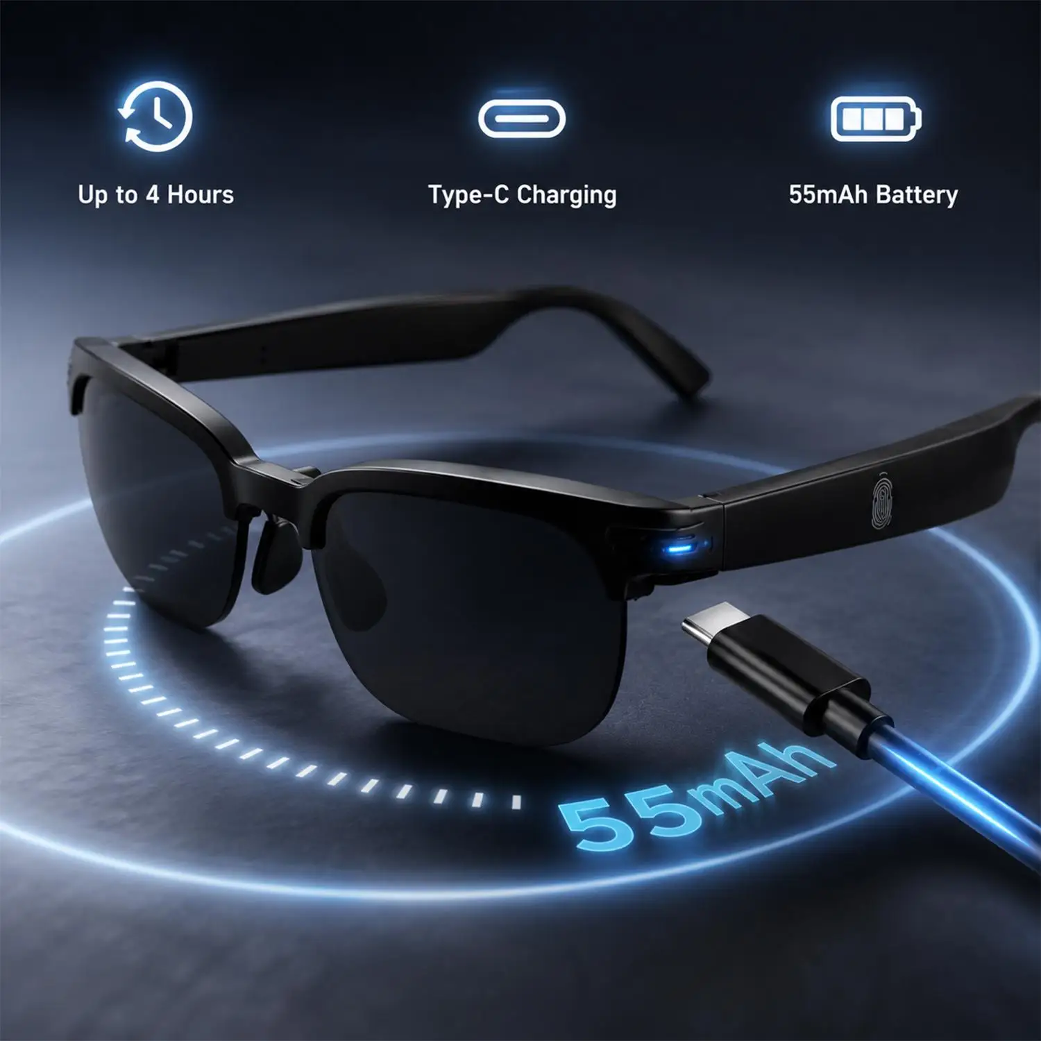 AI Smart Glasses with Wireless Bluetooth Earphone Multifunction Outdoor Video Recording AI Glasses for Men Women Driving Travel
