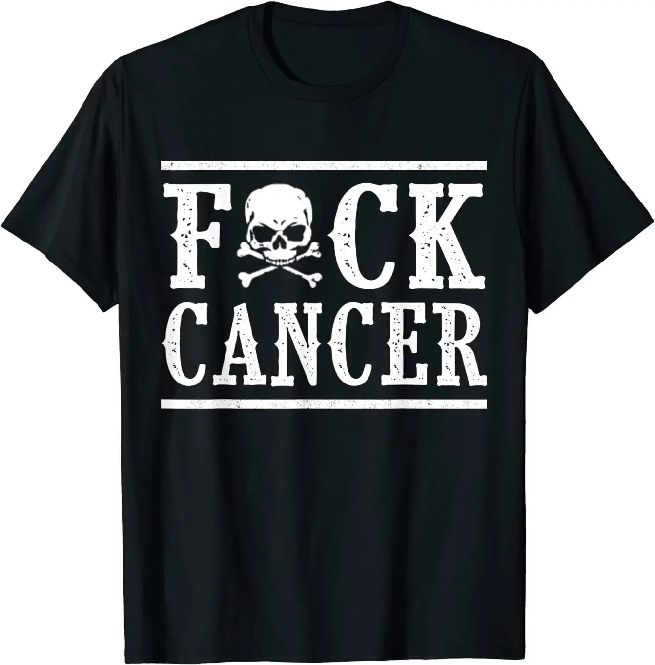 F Cancer Skull and Crossbones Skeleton Breast Cancer T-Shirt Size S-5XL